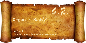 Orgonik Radó névjegykártya
